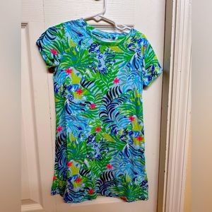 Tropical Print Short Sleeve Dress